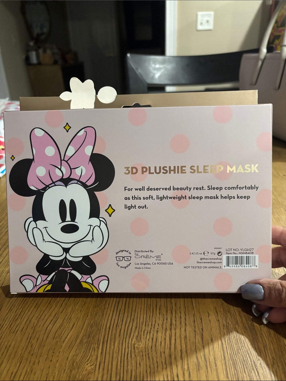The Crème Shop x Disney Minnie Mouse Pink 3D Plush Sleep Mask for Kids - Picture 2 of 3